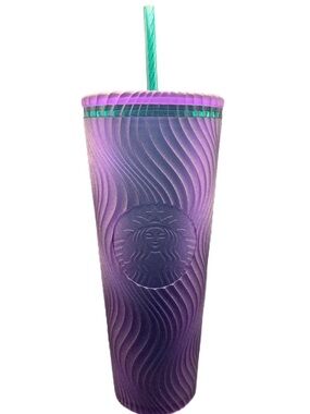New Starbucks 2025 Purple Green Swirl Mermaid Siren Tumbler 24oz With Straw